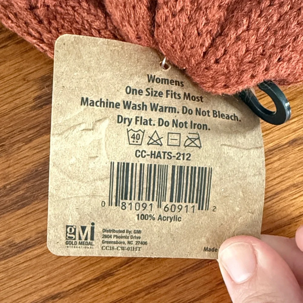 Women's Warm Knit Beanie - Brick Red - Picture 3 of 4